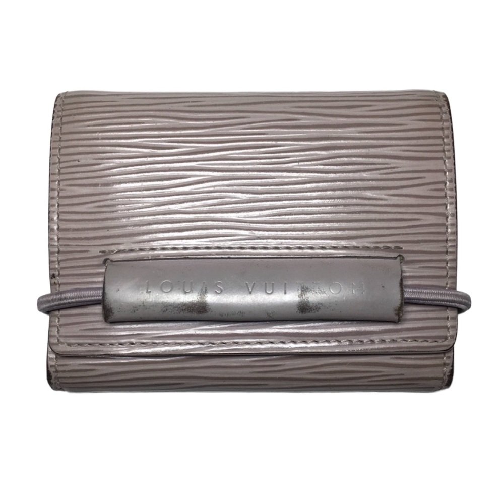 Louis Vuitton classic frost grey slight lavender epi leather tri fold